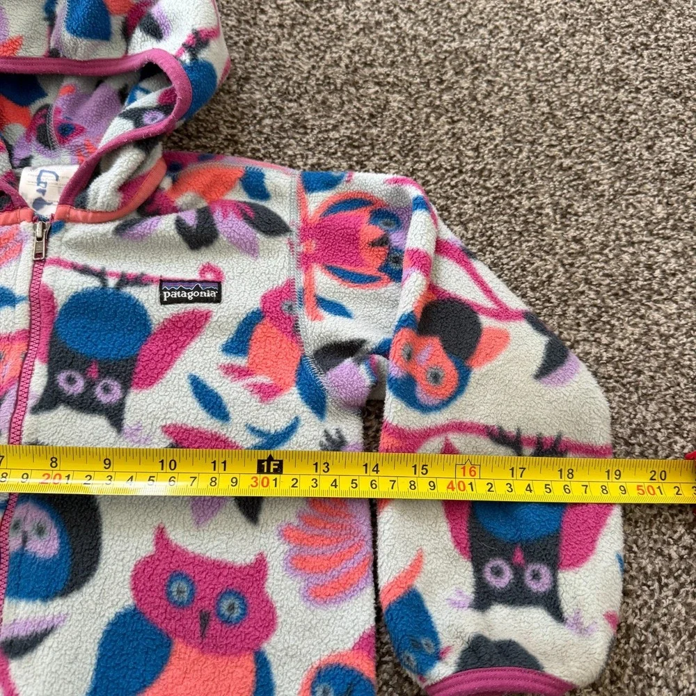 Patagonia Baby Synchilla Cardigan Fleece Full Zip Hooded Size 4T Owls Hooded